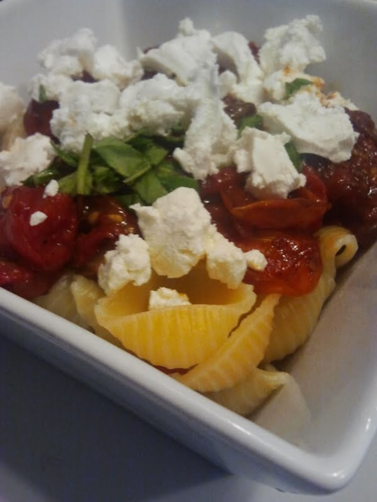 Penne With Slow Roasted Cherry Tomatoes and Goat Cheese recipe