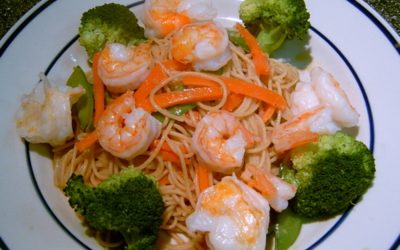 Orange-Sesame Noodles With Grilled Shrimp