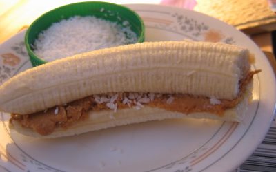 Coconut Draped Peanuty Banana