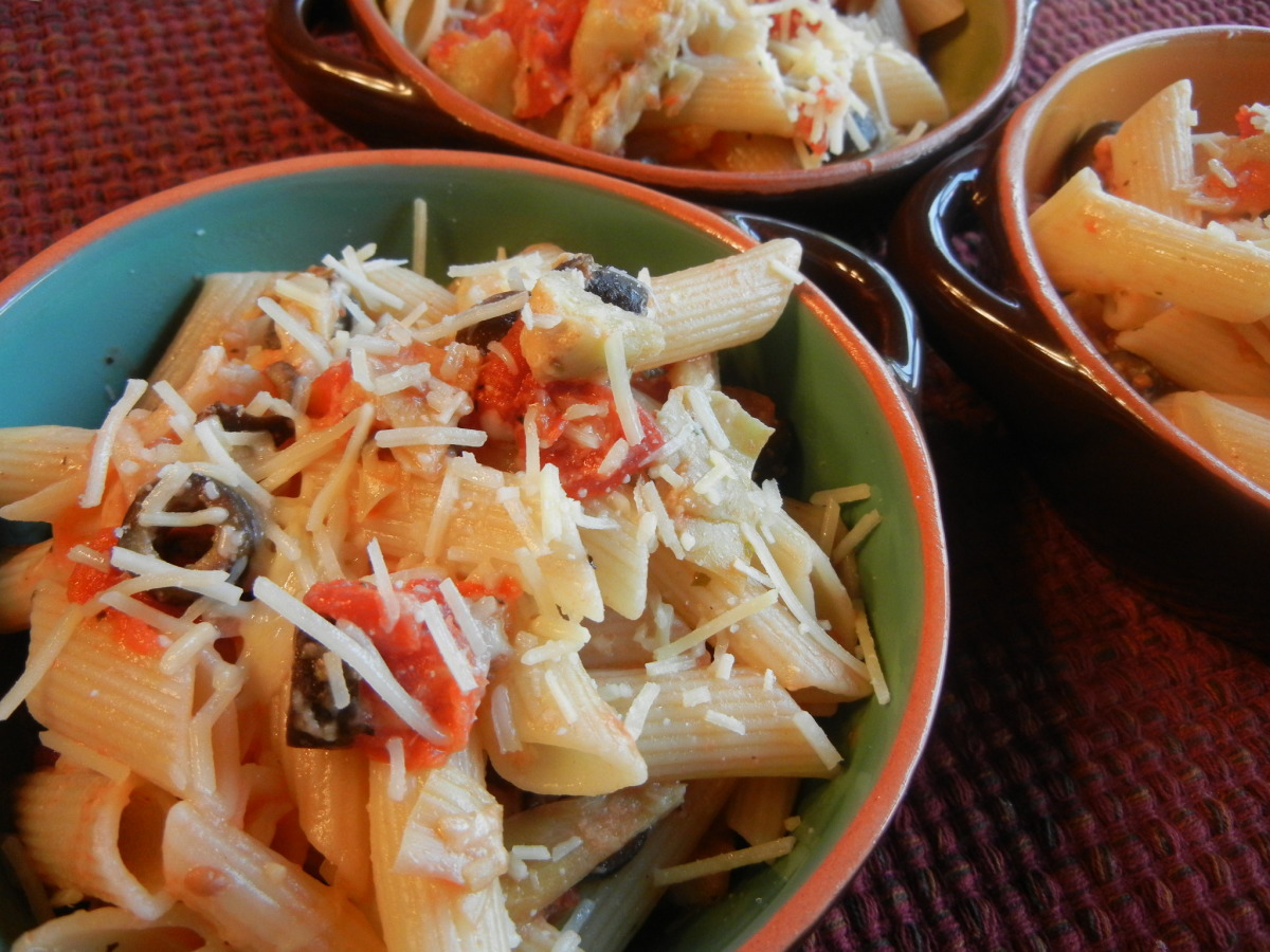 Penne With Artichokes and Black Olives recipe