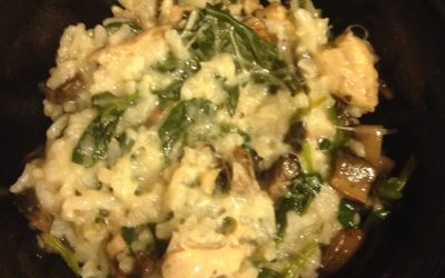 Spinach, Mushroom, and Chicken Risotto for Rice Cooker