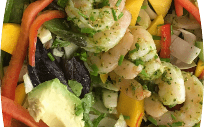 Cilantro Almond Pesto Shrimp Salad