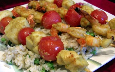 Indian Style Shrimp and Scallop Skewers