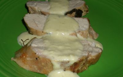 Pork With A Blue Cheese Apple and Mustard Sauce
