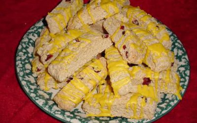 Lemon , Cranberry Biscotti With  a Hint of Cardamom