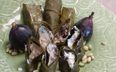 Grape Leaves Stuffed With Goat Cheese & Figs