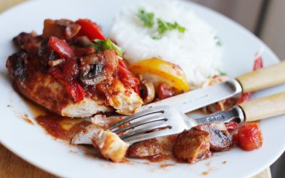 Honey-Balsamic Baked Chicken Breasts with Tomatoes, Mushrooms a